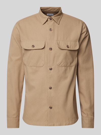 Jack & Jones Slim fit vrijetijdsoverhemd met borstzakken met klep, model 'DARREN' Beige - 2