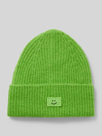 Jake*s Casual Czapka beanie z dodatkiem wełny i naszywką z motywem Jabłkowozielony 1