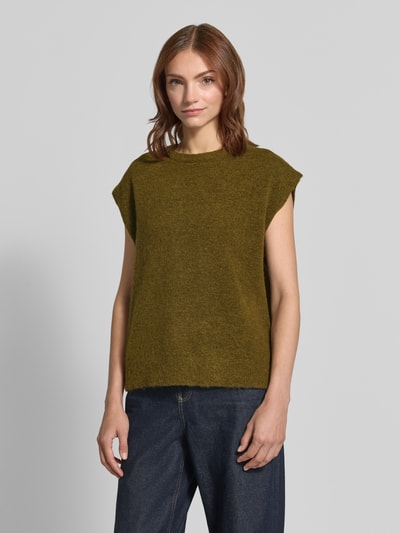 Selected Bezrękawnik o kroju relaxed fit z mieszanki wełny model 'LULU' Oliwkowy 4