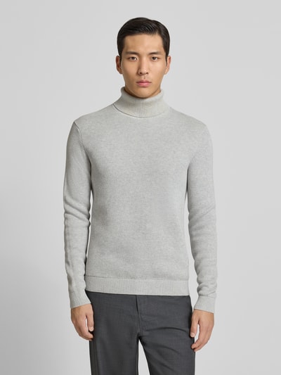 Selected Homme Regular Fit Rollkragenpullover aus reiner Baumwolle Modell 'DANE' Hellgrau 4