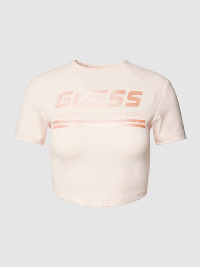 Guess Activewear Crop T-Shirt mit Label-Print Modell 'AGGIE' Rose 2