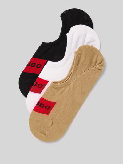 HUGO Krótkie skarpety z detalami z logo w zestawie 3 szt. Beżowy 1