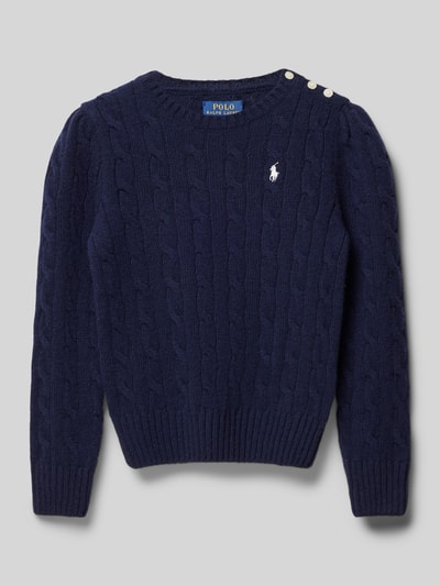 Polo Ralph Lauren Kids Wollpullover mit Zopfmuster Modell 'CABLE' Marine 1