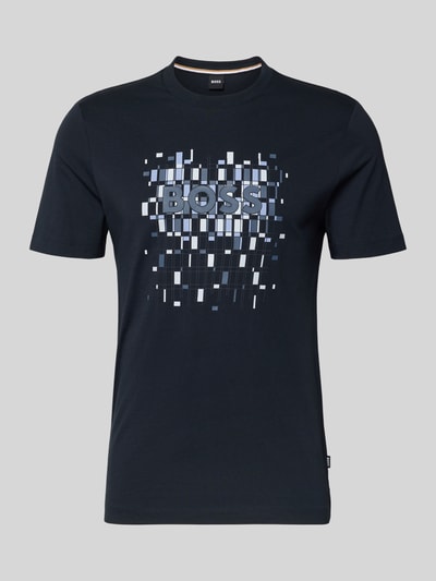 BOSS Regular fit T-shirt van puur katoen, model 'THOMPSON' Marineblauw - 1