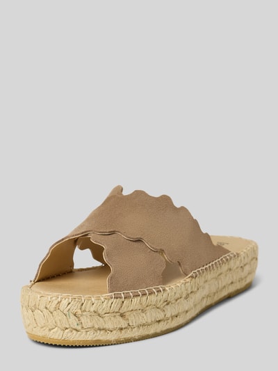 Espadrij Slippers van leer met lichte profielzool, model 'LYON' Beige - 1