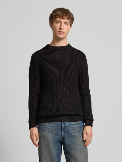 Jack & Jones Strickpullover mit gerippten Abschlüssen Modell 'LINK' Black 4