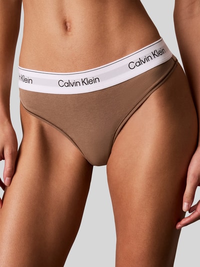 Calvin Klein Underwear String aus Baumwoll-Modal-Mix Hellbraun 3