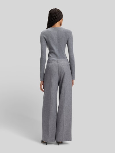 BOSS Wiide leg bandplooibroek van wolmix Lichtgrijs gemêleerd - 5