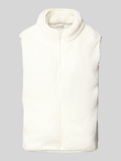 Produktfoto, Fleeceweste mit Stehkragen und Reißverschluss von Apricot in Creme, Teddyfell-Textur, Regular Fit, hochwertige Verarbeitung