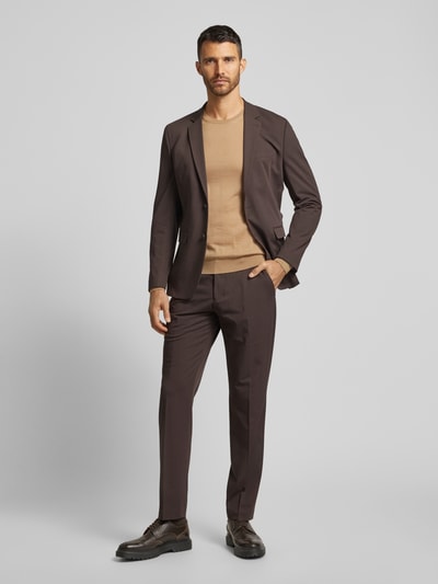 SELECTED HOMME Slim fit pantalon met persplooien, model 'LIAM' Donkerbruin - 1