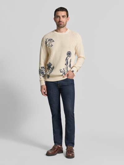 Scotch & Soda Gebreide pullover met stitchings model 'DELFTS BLAUW' Zand - 1