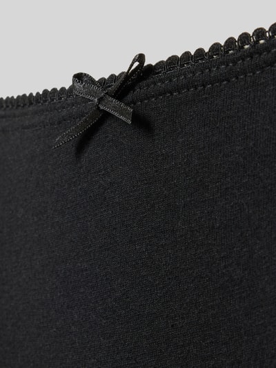 Produktfoto, Slip mit Schleifen-Applikation von Jake*s Casual aus schwarzem Baumwoll-Elasthan-Mix, feine Struktur, elastischer Bund, körpernahe Passform.