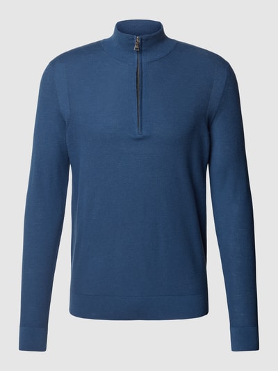 Brax Gebreide pullover met opstaande kraag, model 'Steffen' Donkerblauw - 2