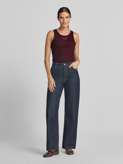 Liu Jo White Slim fit top van katoenmix model 'Costina' Aubergine - 1