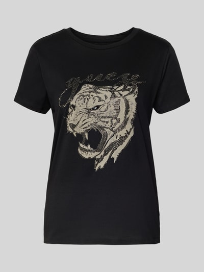 Guess T-shirt z nadrukiem z motywem model ‘TIGER FACE’ Czarny 2