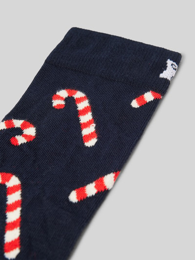 Happy Socks Socken mit Motiv-Stitchings Modell 'SMU CANDY CANE' Marine 2