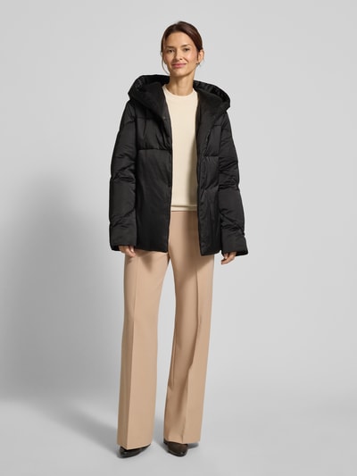 BOSS Regular fit gewatteerde lange jas met viscose, model 'PLYSSA' Zwart - 1