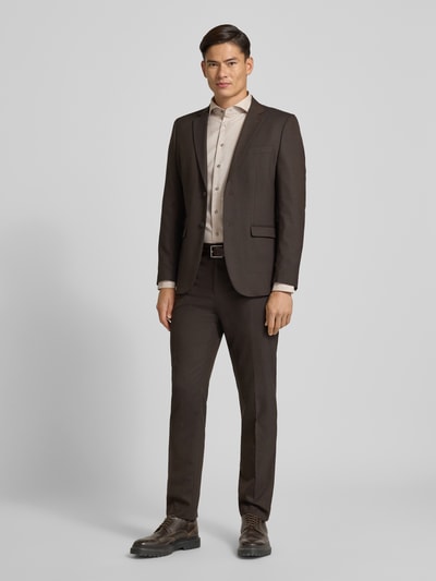 Profuomo Slim fit zakelijk overhemd met haaikraag Zand - 1