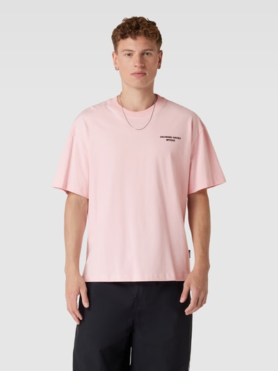 PEQUS T-shirt met geribde ronde hals Roze - 4