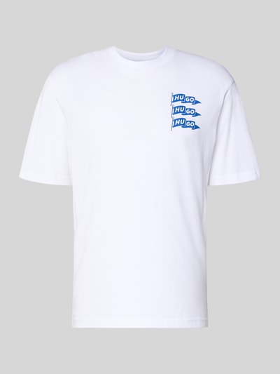 HUGO Blue męski t-shirt o kroju regular fit z czystej bawełny model 'NALIEN' Biały 2