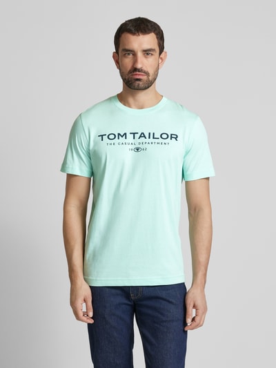 Tom Tailor Regular fit T-shirt van puur katoen Lichtturquoise - 4