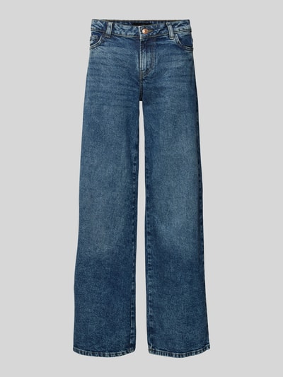 Pieces Low Rise Jeans aus hochwertigem Baumwoll-Mix mit weitem Bein Modell 'SELMA' Jeansblau 1