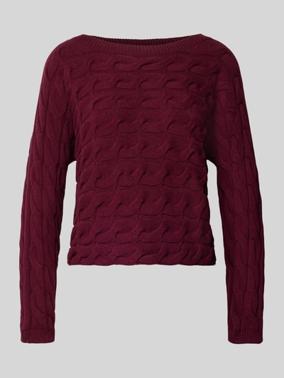 Oui Regular fit pullover in gebreide look Bordeaux - 2
