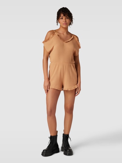 Pieces Playsuit met structuurmotief, model 'BREEZE' Camel - 1