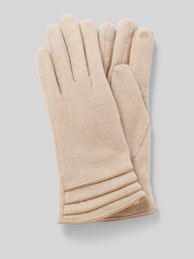 EEM Wollen handschoenen met siernaden Beige - 1