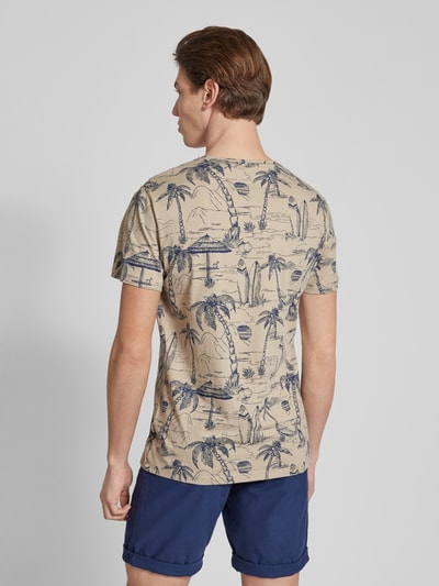 Blend T-shirt z nadrukiem z motywem na całej powierzchni Beżowy 5