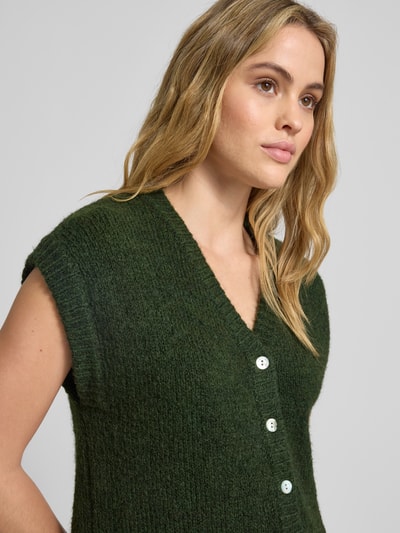 ICHI Strickweste mit V-Ausschnitt Modell 'BELABLUE' Khaki 3