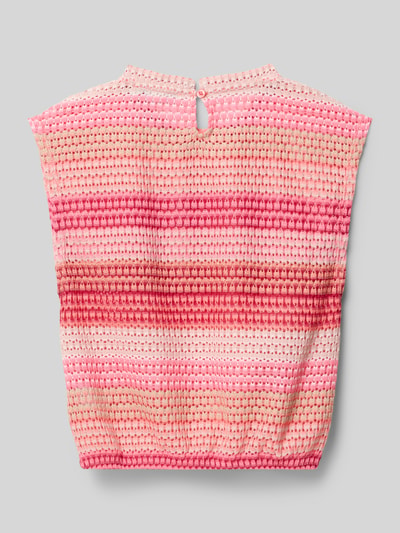 Produktfoto, Regular Fit Top in Strick-Optik von Garcia, kinder, rosa und pinke Streifen, Ärmelloses-Design, Rundhalsausschnitt, Rückenlänge 40 cm bei Größe 140