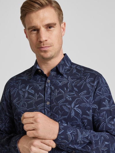 Tom Tailor Regular fit vrijetijdsoverhemd met all-over motief Marineblauw - 3