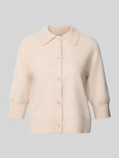 Produktfoto, Strickjacke aus Kaschmir-Woll-Mix mit 3/4-Arm von HERZENS, cremefarben, Umlegekragen, Knopfleiste, Regular Fit, weiche Textur
