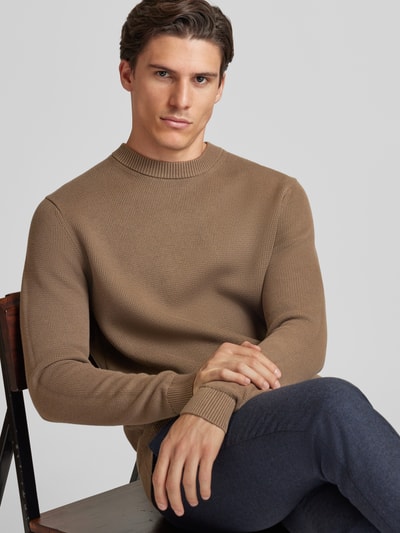 SELECTED HOMME Strickpullover mit Rundhalsausschnitt Modell 'DANE' Hellbraun 3