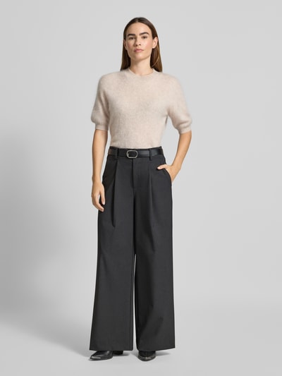 MOS MOSH Spodnie materiałowe z szeroką nogawką i zakładkami w pasie model ‘Evine Scarla’ Ciemnoszary 1