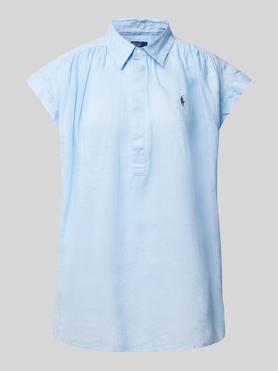 Polo Ralph Lauren Leinenbluse mit Label-Stitching Hellblau 2