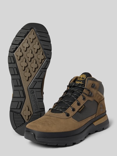 Timberland Kozaki sznurowane z detalami z logo Oliwkowy 4