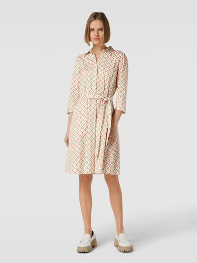 MORE & MORE Knielanges Kleid mit grafischem Muster Offwhite 1