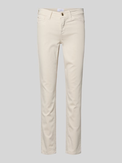 Produktfoto, Cropped Hose mit Eingrifftaschen Modell 'PIPER' von Cambio, kremowe spodnie z bawełny, krój slim fit, szerokość w rozmiarze 36: 38 cm, długość wewnętrzna nogawki 67 cm
