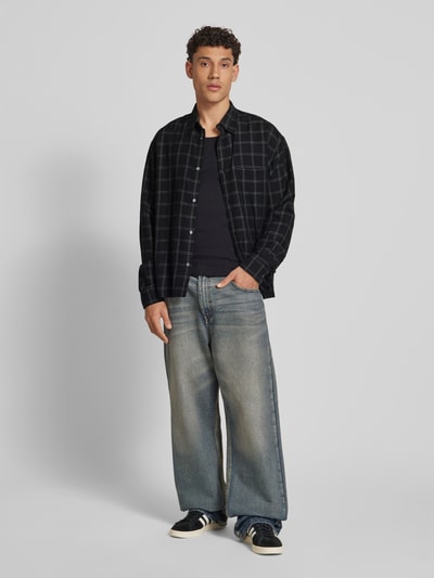 WEEKDAY Oversized Freizeithemd aus Viskose-Baumwoll-Mix mit Leinen-Anteil Black 1