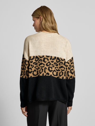 ONLY Sweter z dzianiny o kroju regular fit ze zrolowanym okrągłym dekoltem model ‘JADE’ Szarobrązowy melanż 5