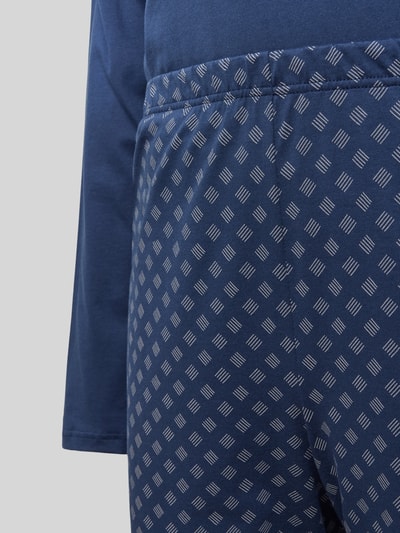 Schiesser Pyjama met geribde V-hals Marineblauw - 2