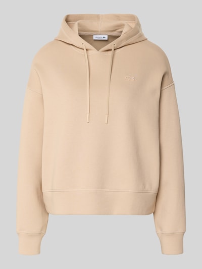 Produktfoto, Oversized Hoodie aus Baumwoll-Mix von Lacoste Sport in Beige, unifarben, Logo-Detail, gerippte Abschlüsse, Sweat-Textur.