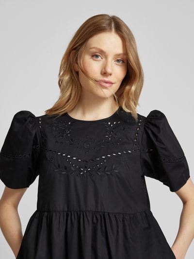 Scotch & Soda Midi-jurk met broderie anglaise Zwart - 3