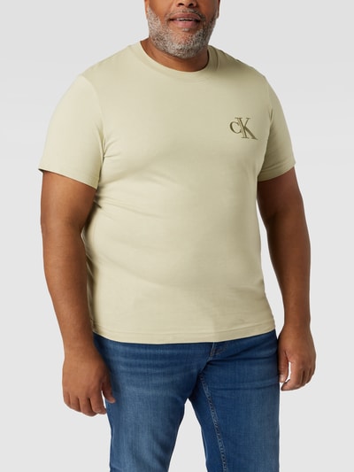 CK Jeans Plus PLUS SIZE T-shirt met labelprint, model 'HIGH SHINE' Beige - 4