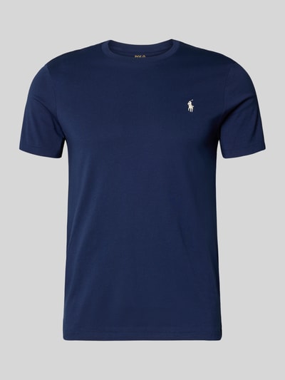Produktfoto, Regular Fit T-Shirt aus reiner Baumwolle von Polo Ralph Lauren, niebieski, jednolity kolor, krój regular fit, logo, okrągły dekolt, krótki rękaw, jersey