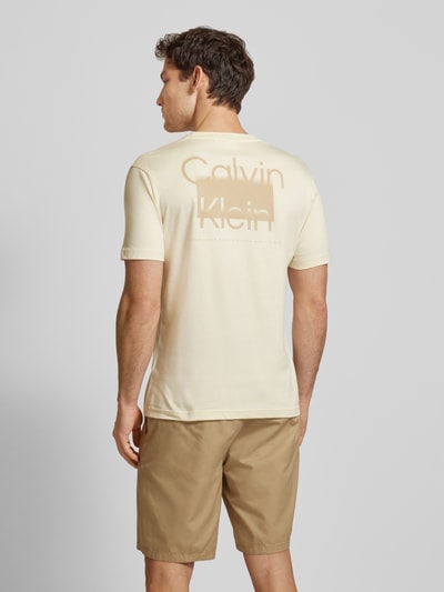 CK Calvin Klein T-Shirt mit Label-Print Modell 'ENLARGED' Beige 5