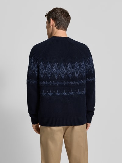 BOSS Orange Sweter z dzianiny o kroju relaxed fit z mieszanki wełny model ‘KAROMBO’ Granatowy 5