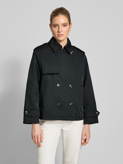 Jake*s Casual Trenchcoat met strookzakken Zwart - 4